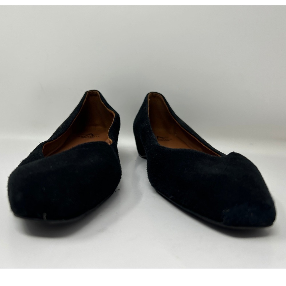 Aquatalia Black Suede Wedge Flats Made in Italy Womens Size 6.5 Almond Toe - Picture 5 of 9